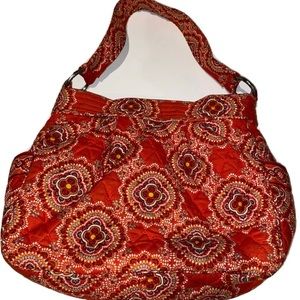 Vera Bradley PAPRIKA Reversible Tote Orange Turquoise Fall